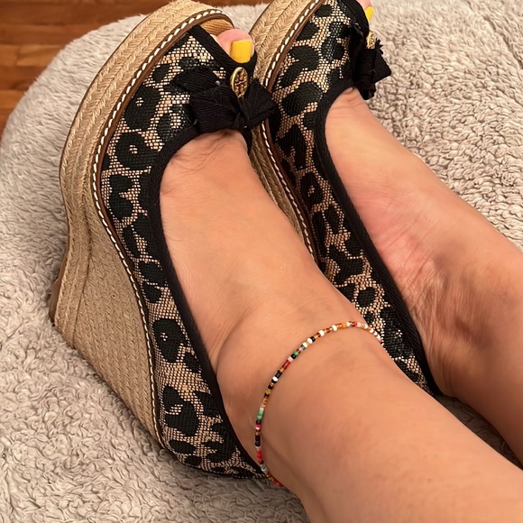 Tory Burch Jackie Leoparx Espadrille wedges sz 8.5 - Picture 7 of 9